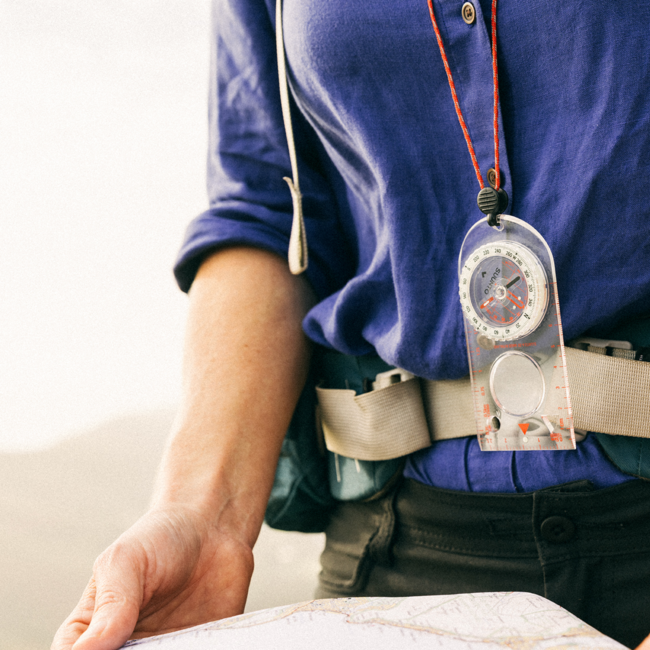 womand with map and compass