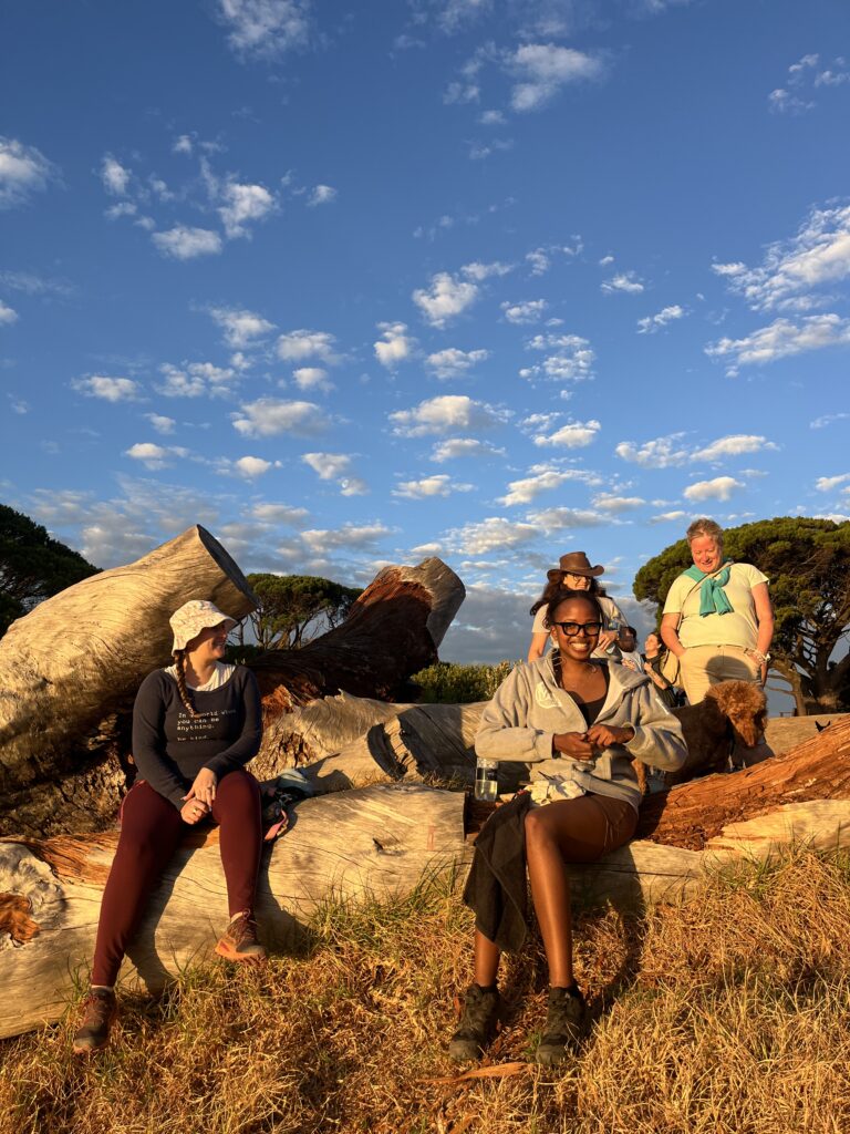 hikers enjoying sunset on mountain